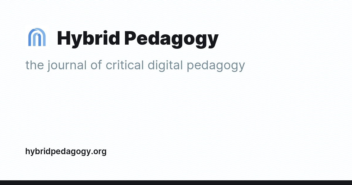 Hybrid Pedagogy - Ghost Explore