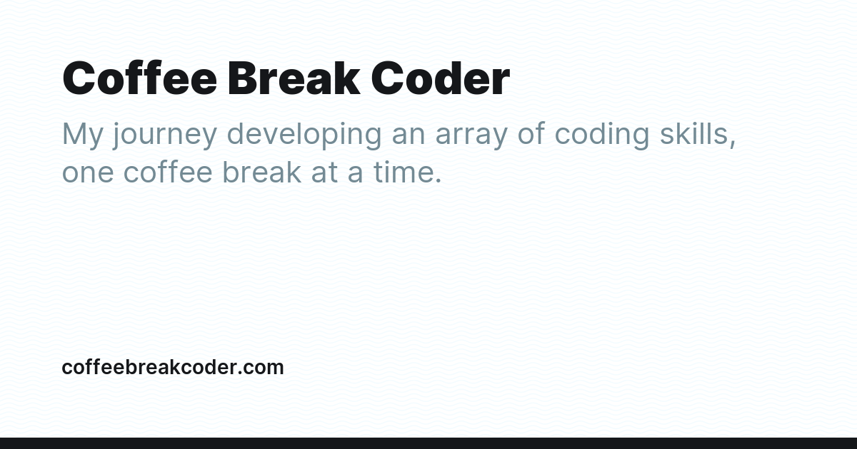 Coffee Break Coder - Ghost Explore